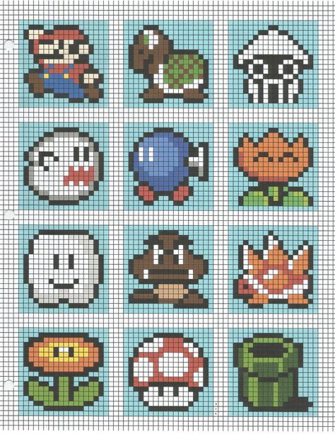 Mario bros Crochet Mario, Mario Crochet, Pola Manik, Graph Crochet, Crochet Geek, Hama Bead, Motifs Perler, Pixel Crochet, Tapestry Crochet Patterns