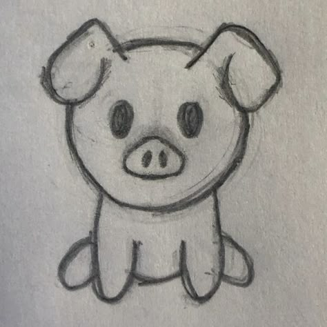 Cute Things To Draw Easy Simple Animals, Kreslenie Easy, Easy Drawings Animals, Animal Doodles Simple, Easy Graffiti Drawings, Easy Animal Drawings, Pig Drawing, Hand Doodles, Cute Easy Doodles