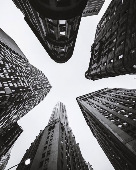 Sky scrapers Use Of Value In Photography, Worms Eye View, Marvel Wall, Black And White Photograph, Foto Tips, Black And White Aesthetic, City Photography, Poster Retro, Jolie Photo