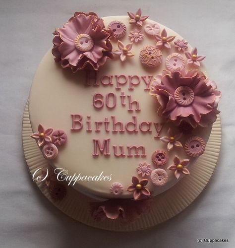 Birthday Cake Ideas For Adults Women, Birthday Cake Decorating Ideas, Birthday Cake For Mom, Vintage Birthday Cakes, Birthday Cake With Flowers, 60th Birthday Cakes, Birthday Cakes For Women, Cake Decorating Ideas, Simple Birthday Cake