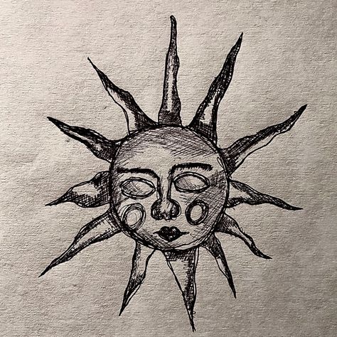 Dark Academia Sketch Aesthetic, Old Sun Drawing, Dark Academia Paintings Easy, Mysterious Drawings Sketch, Dark Academia Elements, Dark Academia Art Drawing, Creepy Sun Drawing, Moon Aesthetic Sketch, Sketches Dark Academia