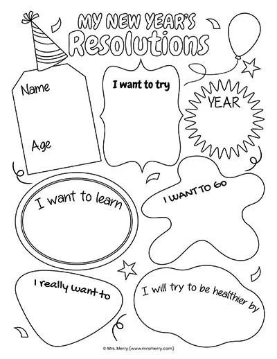 Free New Year’s Resolutions Worksheets for Kids Printable | Mrs. Merry New Year's Resolution Worksheet, My Winter Break Worksheet, 2024 Worksheets For Kids, Kid Goals For New Year, Kids New Year Goals Free Printable, New Year Resolutions For Students, January Ideas For Kids, January 1st Grade Activities, Elementary New Year Activities