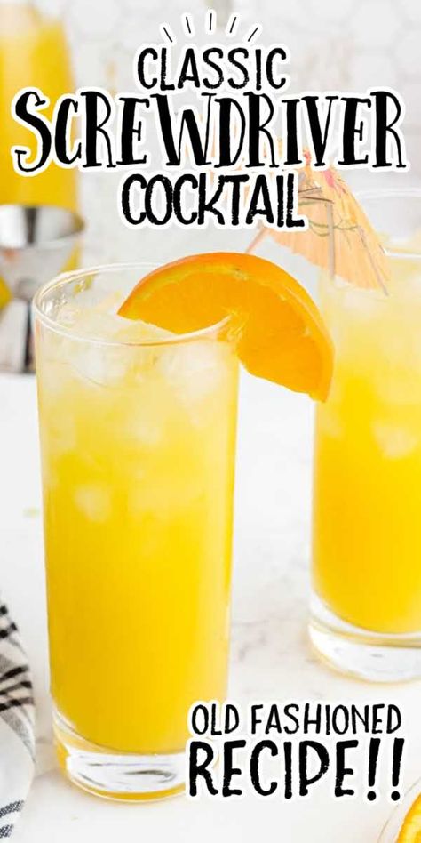 This classic screwdriver cocktail recipe is perfect. Not only is it smooth, but the OJ adds a delicious citrus twist that enhances the vodka’s taste. Screw Driver Cocktail, Screwdriver Drink Recipe, Screwdriver Recipe, Screwdriver Drink, Screwdriver Cocktail, Orange Juice Cocktails, Orange Juice And Vodka, After Dinner Cocktails, Orange Vodka