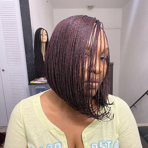 Micro Braid Bob, Braid Bob, Micro Braids Styles, Braids Bob, Braids Styles, Bob Braids, Lace Gown Styles, Heat Styling, Micro Braids