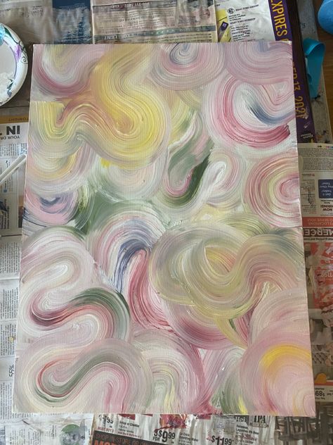 Canvas Painting Ideas Background, Abstract Art Painting Aesthetic, Jewel Tone Abstract Painting, Acrylic Painting Simple Aesthetic, Aesthetic Painting Ideas Abstract, Blended Acrylic Painting, Aesthetic Abstract Painting Ideas, Paint Swirls On Canvas, Acrylic Swirl Painting