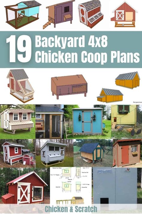 19 Backyard 4x8 Chicken Coop Plans You Can DIY Chicken House Plans, Backyard Chicken Coop, Backyard Chicken Coop Plans, Diy Chicken Coop Plans, Unique House Plans, Farm Plans, Little House Plans, Coop Plans, Chicken Coop Plans