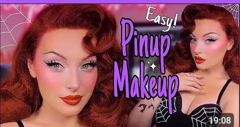 Pinup Makeup Tutorial, Pinup Makeup Vintage, Makeup Tutorial Full Face, Old Hollywood Makeup, Burlesque Makeup, Retro Makeup Looks, Rockabilly Makeup, Pinup Makeup, Vintage Makeup Looks