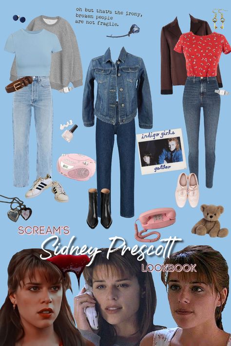 Scream Movie Sidney Outfits, Scream Movie Fashion, Scream Style Outfits, Scream Costume Sydney, Sidney Prescott Outfit Halloween, Sidney Prescott 1996, Sidney Prescott Cosplay, Sydney Costume Scream, Sidney Prescott Inspired Outfit