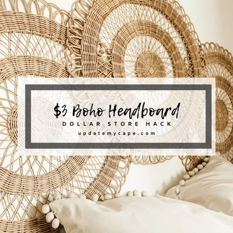 Wall Basket Headboard, Boho Bedroom Above Bed Decor, Tolkning Ikea Headboard, Artwork As Headboard, Plant Headboard Ideas, Above Bed Boho Decor, Bohemian Headboard Diy, Boho Headboard Ideas Diy, Headboard Decor Above The Bed