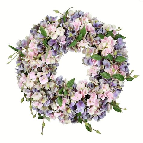 Purple Wreaths For Front Door, Purple Wreaths, Pink And White Christmas, Pink Hydrangea Wreath, Beautiful Door Wreaths, Christmas Urns, Seasonal Wall Decor, Greenery Decor, Modern Wreath