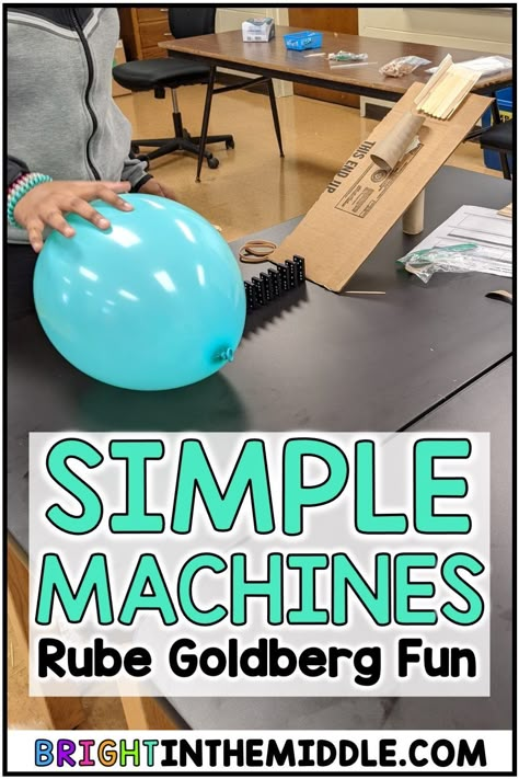 Simple Machine Stem Challenge, Physics Activities For Middle School, Gt Projects Middle School, Wedge Simple Machine Activity, Simple Machines Stem, Rube Goldberg Projects Middle School, Simple Machines Stem Activities, Simple Machines Creative Curriculum, Engineering Projects For Middle School