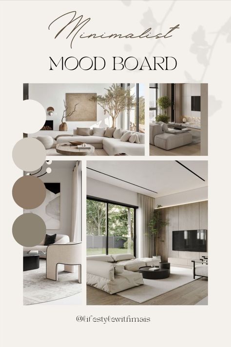 Minimalist Style Interior Design Mood Board, Serene Mood Board, Mood Board Minimalist Interior, House Decor Mood Board, Minimalism Moodboard Interior, Minimalist Living Room Mood Board, Minimalist Interior Moodboard, Modern House Mood Board, Minimalist Mood Board Interior Design