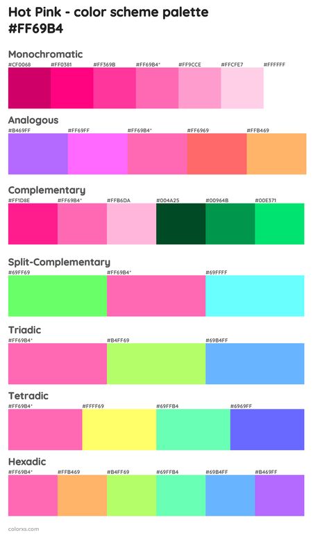 Hot Pink Color Scheme Palettes Hot Pink Contrast Colour, Pink Analogous Color Scheme, Shocking Pink Color Combinations, Hot Pink Color Pallete, Colors To Pair With Pink, Contrast Colour For Pink, Neon Green Color Combinations Outfit, Hot Pink Complimentary Colors, Pink Complementary Color Palette