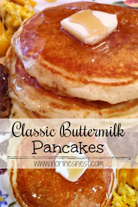 Light, Fluffy, Melt-in-your-mouth Classic Buttermilk Pancakes. They are super Easy and the BEST homemade pancake on the planet! Homemade Buttermilk Pancakes, Best Homemade Pancakes, The Best Pancakes, Buttermilk Pancake, Buttermilk Pancakes Fluffy, Best Pancakes, Homemade Pancake Recipe, Best Pancake Recipe, Pancake Recipe Buttermilk