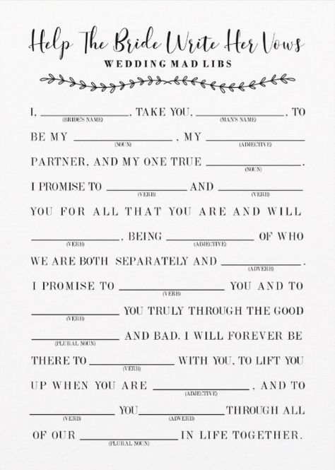 Bridal Shower Games And Activities, Wedding Vow Mad Libs, Bridal Shower Game Printables, Bridal Shower Games Funny Hilarious, This Or That Bridal Shower Game, Wedding Games For Bride And Groom, Bridal Shower Activities Not Games, Easy Bridal Shower Games, Bridal Shower Games Funny Interactive