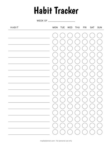 Free Printable Weekly Habit Tracker Printable Habit Tracker, Fitness Habits, To Do Planner, Tracker Free, Habit Tracker Bullet Journal, Habit Tracker Printable, Habit Tracking, Journal Template, Daily Habits