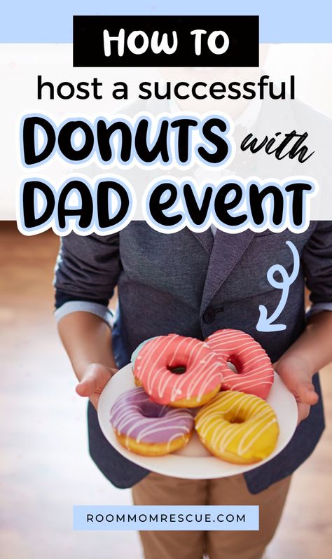 Teachers, are you looking for unique school event ideas? Consider hosting a Donuts With Dad day! Our resource guide offers practical tips on invitations, decorations, activities, and more. Whether it's for Father's Day or any time of year, this event is sure to create lasting memories for students and their families. School Event Ideas, Donuts With Dad, Resilience Activities, Event Planning Ideas, Character Building Activities, Pta School, Toddler Classroom, Father's Day Specials, Event Planning Tips