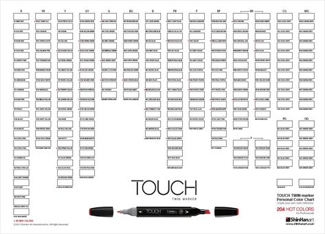 For a full size copy please contact info@shinhanart.com  www.shinhanart.com   #TOUCHmarker #ShinHanart #sketch #coloring #calligraphy #illustration #artbook #design #graffiti #interiordesign #fashionillustration Touch Markers Color Chart, Artbook Design, Touch Markers, Calligraphy Illustration, Bobbie Goods, Brush Markers, Alcohol Markers, Color Swatch, Card Sketches