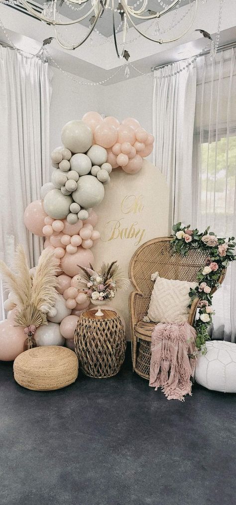 Baby Shower / Baby Shower "Blush & Boho Baby Shower " | Catch My Party Blush Baby Shower Decor, Boho Baby Shower Girl, Boho Baby Shower Decorations, Fancy Baby Shower, Creative Baby Shower Themes, Cat Baby Shower, Blush Pink Baby Shower, Surprise Baby Shower, Bohemian Baby Shower