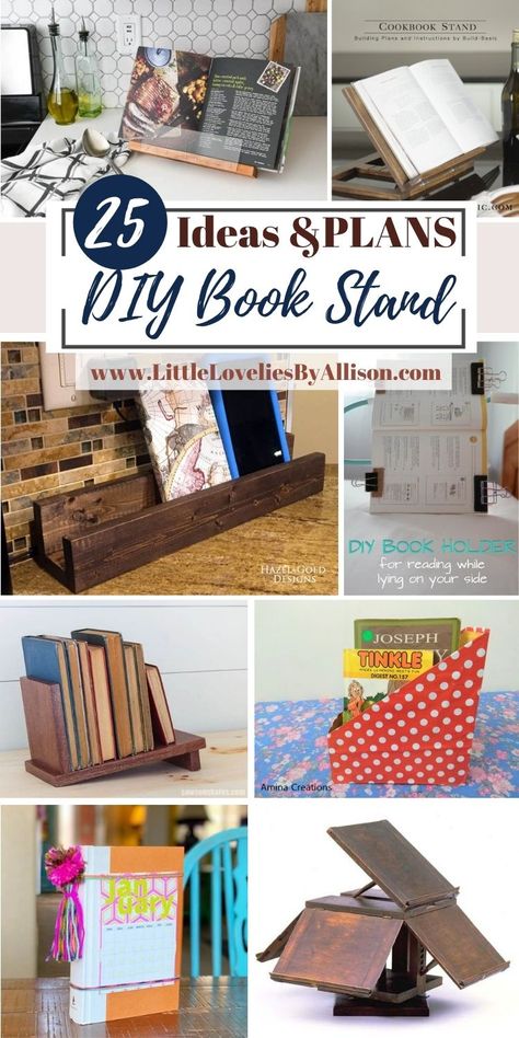 25 DIY Book Stand Hacks Using Household Materials Book Rack Diy, Table Top Book Rack, Open Book Display Stand Diy, Diy Book Stand For Reading, Bookstand Holder Diy, Diy Book Holder Ideas, Book Display Stand Diy, Book Stands Diy, Table Top Book Display