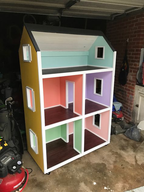 American Doll House, Doll House Diy, Dollhouse Plans, Baby Doll Furniture, American Girl Dollhouse, Pink Dollhouse, Kids Doll House, Gift For Baby Girl, American Girl Doll House