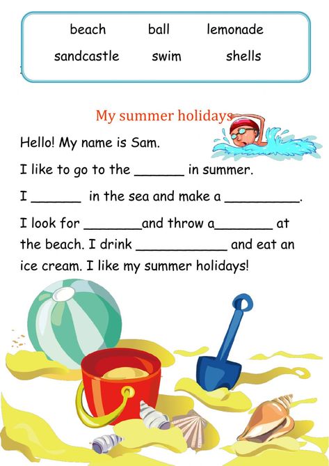 Reading comprehension online activity for Grade 2. You can do the exercises online or download the worksheet as pdf. Activities For 2nd Graders Fun, Summer Reading Worksheets, Grade 2 Activities Worksheets, Activities For Grade 2 Kids, My Holidays Worksheet, Grade 2 Reading Activities, Summer English Worksheet, English Activity For Class 2, English Worksheets For Kids Grade 2