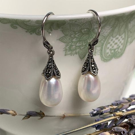 Jane Austen Gifts, Vintage Silver Earrings, Marcasite Earrings, Regency Period, Pearl Accessories, Funky Jewelry, Vintage Pearls, Pretty Earrings, Stylish Jewelry