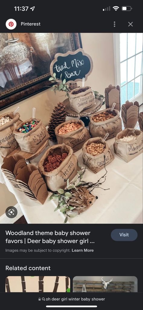 Deer Themed Food Ideas, Woodland Gender Reveal Ideas, Woodsy Gender Reveal Ideas, Hunting Themed Bridal Shower Ideas, Oh Deer Gender Reveal, Forest Themed Gender Reveal, Hunting Baby Boy Shower Ideas, Deer Theme Baby Shower Ideas, Outdoorsy Baby Shower Theme