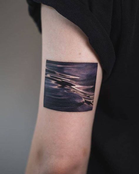 Abstract black rectangular tattoo on the back of the left upper arm Black Rectangle Tattoo, Ripple Tattoo, Rectangle Tattoo, Square Tattoo, River Tattoo, Black Art Tattoo, 4 Tattoo, Disney Tattoo, E Tattoo