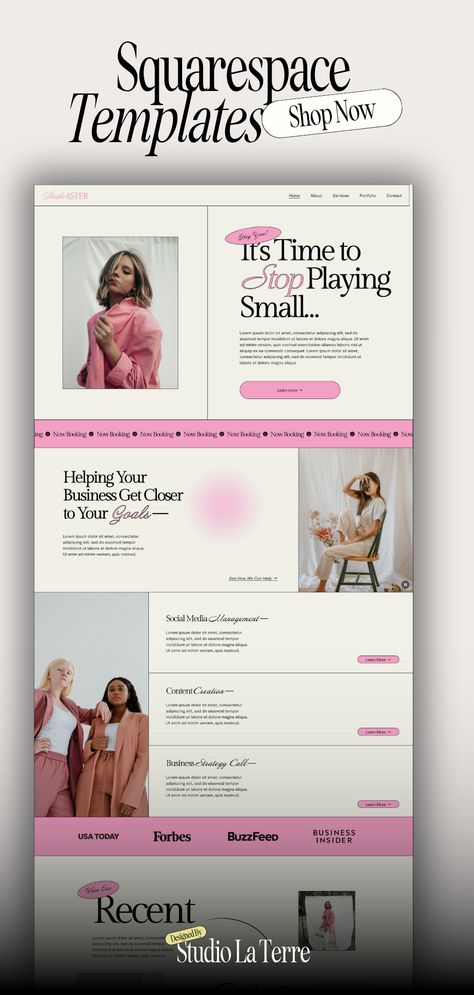 Social Media Design | Media Design Ideas Aesthetic Email Template, Aesthetic Portfolio Website, Student Portfolio Website, Creative Design Website, Pink Website Aesthetic, Pink Portfolio Design, Creative Portfolio Website Design Inspiration, Social Media Marketing Website, Retail Website Design