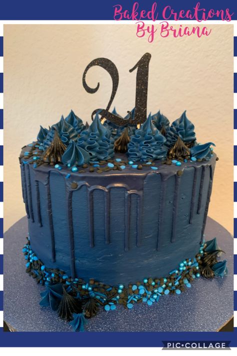 Black And Blue Birthday Cake, Black 21st Birthday Cake, Black 21st Birthday, Blue Baby Shower Cake, Goth Cakes, Blue Birthday Cakes, 50th Birthday Cake, 21st Birthday Cake, Party Pants