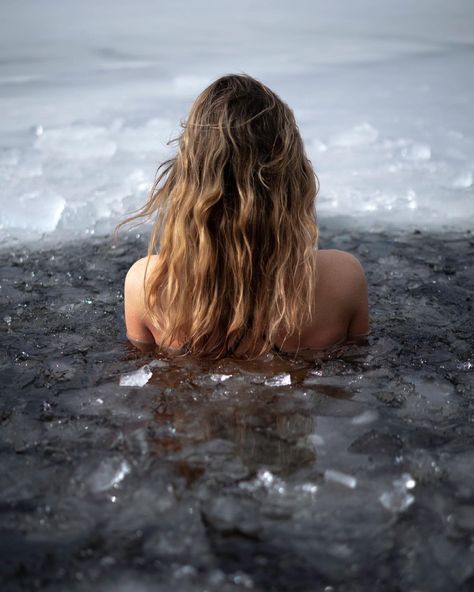 Ice Bath Photography, Cold Plunge Aesthetic, Ice Bath Aesthetic, Cold Photoshoot, Cold Swimming, Water Ritual, Ice Swimming, Cold Water Swimming, Winter Bath