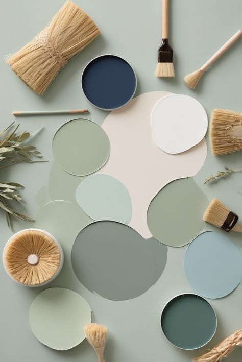 Discover the best 5 Sherwin Williams color palettes featuring Navy Blue and Sage Green for your Living Room. Transform your space with stunning and harmonious color combinations. #ad     #Painting #wallpaint2024  #color2024  #DIYpainting  ##DIYhomedecor  #Fixhome Green And Blue Paint Palette, Navy And Sage Color Palette, Blue And Sage Green Living Room, Sage And Blue Color Palette, Navy And Sage Living Room, Sage Green Color Combinations, Sage Green Complimentary Colors, Irish Living Room, Blue And Green Colour Palette