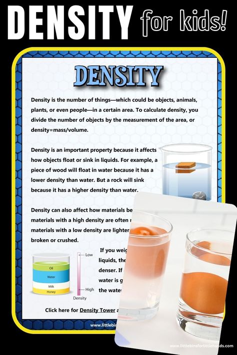 Quick Science Fair Projects, Density Experiment For Kids, Density Experiment, Free Educational Websites, Science Experiments Kids Elementary, School Science Projects, Water Experiments, Experiments Kids, Science Vocabulary