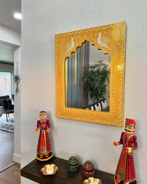 Launching soon. #urliutsavlaunch Rajasthani Room Decor, Indian Wall Decor Living Room, Mirrors In Living Room Ideas, Rajasthani Decor, Jharokha Mirror, Indian Living Room Decor, San Ramon California, Indian Mirror, Indian Wall Decor