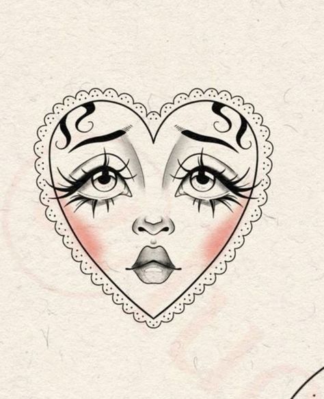 Heart With Face Tattoo, Crying Heart, Traditional Tattoo Old School, American Traditional Tattoo Ideas, Traditional Tattoo Ideas, Beauty Tattoo, Chicano Drawings, Red Ink Tattoos, Spooky Tattoos