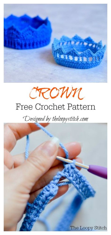 Crochet Doll Crown Free Pattern, Amigurumi Crown Free Pattern, Crochet Baby Crown Free Pattern Newborns, Crochet Crowns Free Pattern, Crochet Crown Free Pattern, Royal Crochet, Yarn Hobbies, Crochet Crown Pattern, Baby Knitting Free