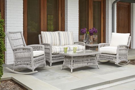 Mackinac Lloyd Flanders, Porch Rocker, Deep Seat Cushions, Outdoor Lounge Set, Wicker Patio Furniture, Patio Lounge, Teak Table, Wicker Furniture, Open Weave