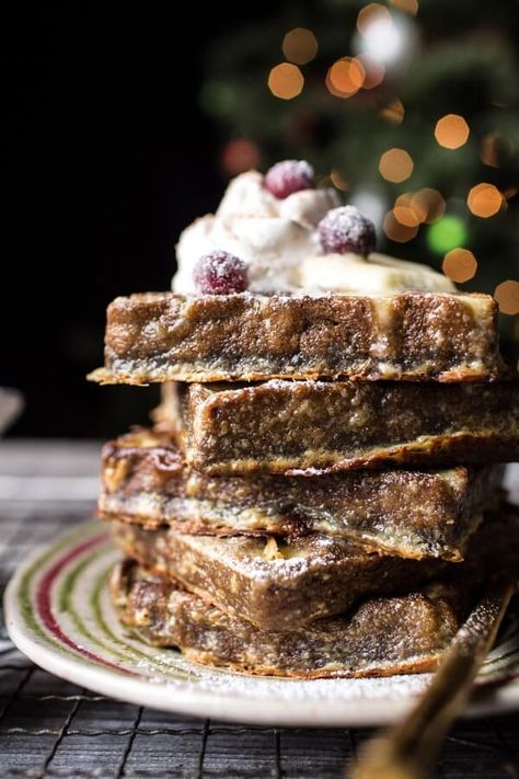 Baked Gingerbread Custard Waffle French Toast (VIDEO). - Half Baked Harvest Waffle French Toast, Christmas Brunch Recipes, Half Baked Harvest Recipes, Harvest Recipes, Holiday Breakfast, Half Baked, Christmas Brunch, Half Baked Harvest, Christmas Breakfast