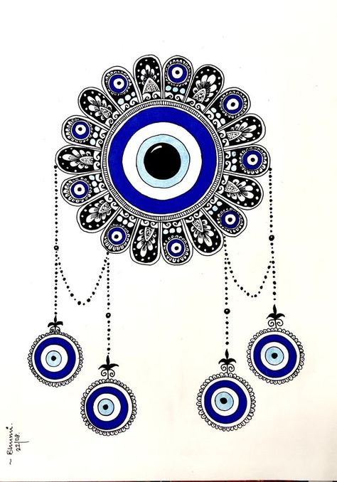 Evil Eye Drawing Easy, Evil Eyes Drawings, Evil Eye Drawing Design, Evil Eye Mandala Art, Evil Eye Mandala Tattoo, Evil Eye Art Painting, Eye Mandala Art, Hamsa Drawing, Evil Eye Illustration