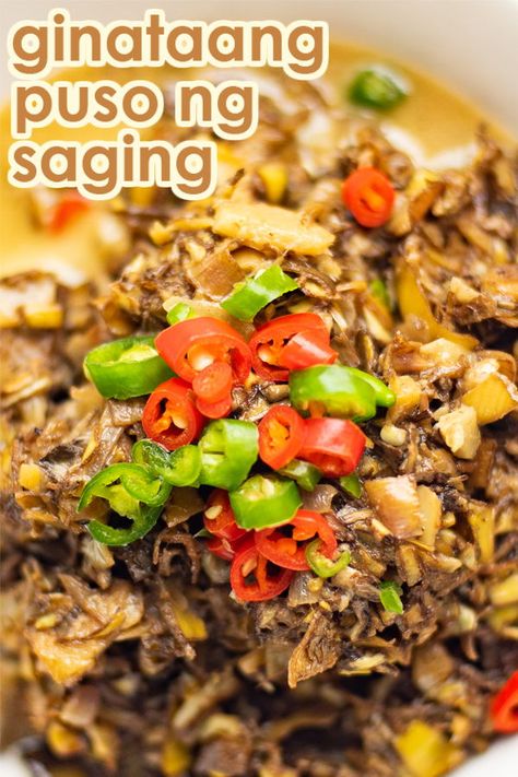 Try this creamy, nutritious, and fiber-rich Vegan Ginataang Puso ng Saging recipe! It's quick, easy and originally Filipino - perfect for lunch or as side dish! This dish will surely be a hit to your family and friends! . . . . #filipinorecipes #asianveganrecipes #asianrecipes #filipinofood Vegetarian Fish Sauce, Pot Luck Dishes Easy, Pagkaing Pinoy, Bamboo Recipe, Banana Heart, Pinoy Foods, Banana Blossom, Filipino Foods, Vegan Asian