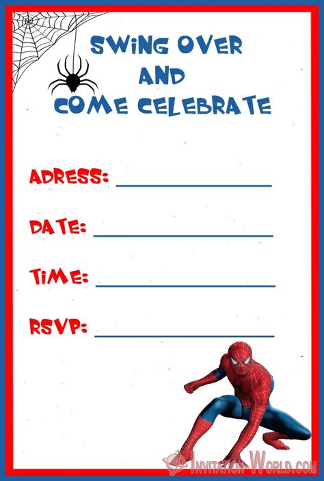 Spiderman Birthday Party Invitation Card - Invitation-World.com Spiderman Invations, Spider Man Birthday Invitations Free Printable, Spiderman Birthday Party Invitations Blank, Spider Man 3rd Birthday Party Invite, Spider Man Invitation Template Free, Spider Man Birthday Party Invitations, Spiderman Birthday Party Invitations Free Printable, Spiderman Birthday Invitations Templates, Spiderman Invitations Free Template