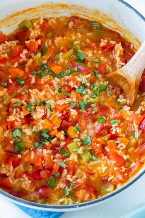 Chicken And Rice Soup With Tomatoes, Tomato And Rice Soup Recipe, Instant Pot Tomato Rice Soup, Tomato Soup With Rice, Tomato Rice Soup Recipe, Tomato And Rice Soup, Vegetarian Rice Soup, Recipes Using Tomato Soup, Spanish Rice Soup Recipe