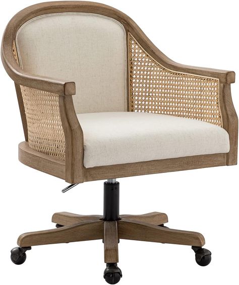 Amazon.com: HULALA HOME Rattan Desk Chair, Upholstered Home Office Chair, Vintage Office Chair with Armrest, Adjustable Swivel Rolling Height Task Chair for Living Room Bedroom Study Room, Ivory : Home & Kitchen Bohemian Desk Chair, Office Chairs Australia, Rattan Desk, Rolling Office Chair, Bali Villas, Chair With Armrest, Vintage Office Chair, Bedroom Study Room, Chair Vintage