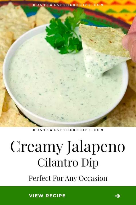 Cilantro Jalapeno Dip, Mayan Food, Jalapeno Dip Recipes, Cilantro Dip, Creamy Jalapeno Dip, Creamy Jalapeno Sauce, Gameday Party, Jalapeno Dip, Vegetable Dips