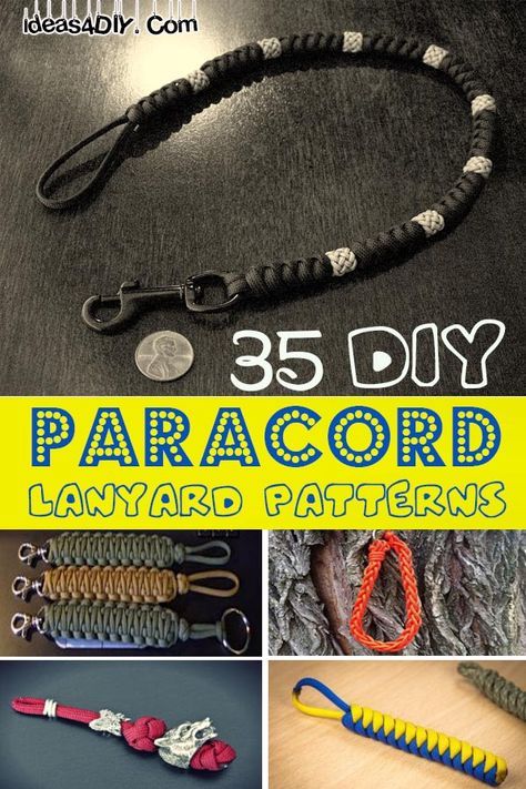 35 DIYParacord Lanyard Patterns with Instreuctions! #DIY #ParacordLanyard #ParacordLanyardPatterns #ParacordProjects Things To Do With Paracord, Paracord Knife Lanyard Diy, Paracord Lanyard Instructions, Paracord Knife Lanyard, Things To Make With Paracord, Paracord Weaves Pattern, Paracord Keychain Instructions, Lanyard Patterns, Paracord Projects Tutorials