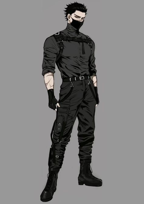 Man In Suit Concept Art, Male Supervillain Outfit, Spy Outfits Male, Assasin Outfit Men, Men Spy Outfit, Male Villian Outfits, Theif Outfit Design, Futuristic Clothing Concept Art Male, Fbi Agent Outfit Men