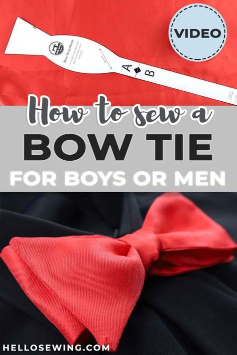 How To Make A Bow Tie With Fabric, Bow Tie Pattern Free Printable, Diy Bow Tie For Men, Bowtie Pattern Sewing, Mens Bowtie Pattern, Sew A Bow Tie, How To Make A Bowtie, How To Sew A Bow Tie, How To Sew A Tie