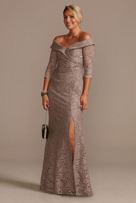 Mother Of The Bride Dresses Long Elegant Mom, Taupe Mother Of The Bride Dresses, Oleg Cassini Mother Of The Bride Dress, Over 40 Wedding Dresses, Modern Mother Of The Bride Dresses Classy, Lace Gown Style, Mothers Gowns, Mob Dress, Mother Clothing