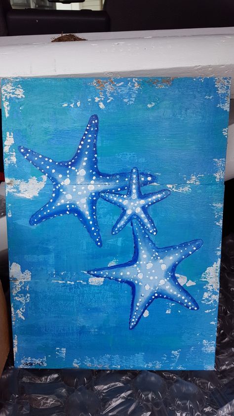 Starfish Art Painting, Painted Starfish Ideas, Star Fish Painting Acrylic, How To Paint A Starfish, Sea Star Painting, Starfish Painting Acrylic, Starfish Painting Easy, Star Fish Painting, Paint Starfish